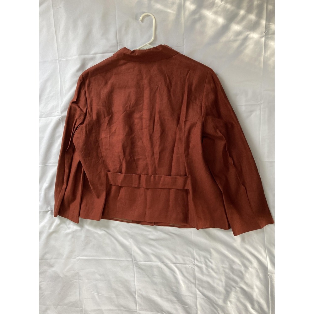 Paradox Jacket Women 20W Brown 100% Linen Button Front Patch Pocket Lined Casual - Picture 7 of 12